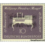 Germany 1956 Note handwriting of Mozart, clavichord-Stamps-Germany-Mint-StampPhenom