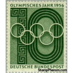 Germany 1956 Olympic rings over numeral-Stamps-Germany-Mint-StampPhenom