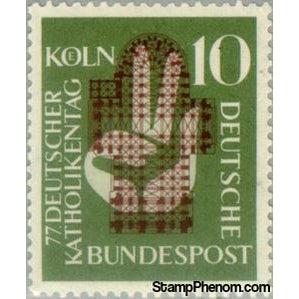 Germany 1956 Plan of Cologne Cathedral, oath hand-Stamps-Germany-Mint-StampPhenom