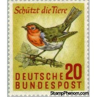 Germany 1957 European Robin (Erithacus rubecula)-Stamps-Germany-Mint-StampPhenom