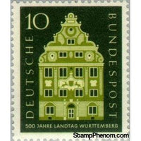 Germany 1957 Facade of the countryside house in Stuttgart-Stamps-Germany-Mint-StampPhenom