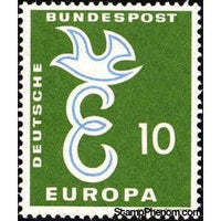 Germany 1958 Europa - Dove over Letter 'E'-Stamps-Germany-Mint-StampPhenom