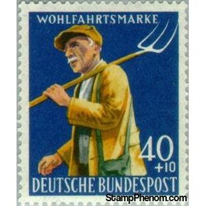 Germany 1958 Farmer with pitchfork-Stamps-Germany-Mint-StampPhenom