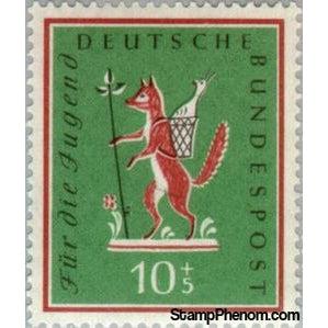 Germany 1958 Fox; Illustration to the song "Fox you stole the goose"-Stamps-Germany-Mint-StampPhenom