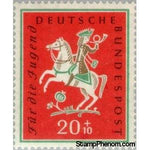 Germany 1958 Rider; Illustration to the song "A Hunter of Kurpfalz"-Stamps-Germany-Mint-StampPhenom