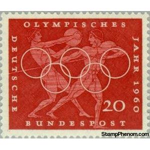 Germany 1960 Discus and javelinthrow, Greek vase paintings, Olympic rings-Stamps-Germany-Mint-StampPhenom