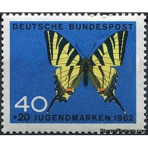 Germany 1962 Scarce Swallowtail (Iphiclides podalirius)-Stamps-Germany-Mint-StampPhenom