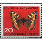 Germany 1962 Small Tortoiseshell (Aglais urticae)-Stamps-Germany-Mint-StampPhenom