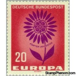 Germany 1964 C.E.P.T.- Flower-Stamps-Germany-Mint-StampPhenom