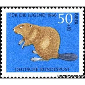 Germany 1968 Eurasian Beaver (Castor fiber)-Stamps-Germany-StampPhenom