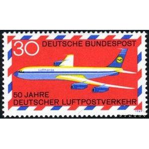 Germany 1969 Boeing 707 Airliner-Stamps-Germany-StampPhenom