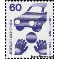 Germany 1971 Ball in Front of Car (Child Road Safety)-Stamps-Germany-Mint-StampPhenom