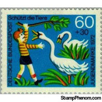 Germany 1972 Boy annoying swans-Stamps-Germany-Mint-StampPhenom