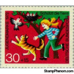 Germany 1972 Girl protects birds from a cat-Stamps-Germany-Mint-StampPhenom