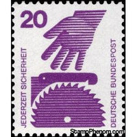 Germany 1972 Unguarded Machinery (Factory Safety)-Stamps-Germany-Mint-StampPhenom