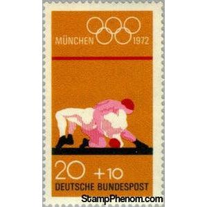 Germany 1972 Wrestling & Olympic Rings-Stamps-Germany-Mint-StampPhenom