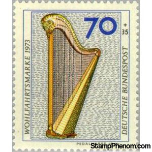 Germany 1973 Pedal Harp-Stamps-Germany-Mint-StampPhenom