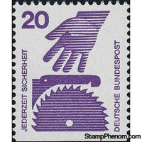 Germany 1974 Unguarded Machinery (Factory Safety)-Stamps-Germany-Mint-StampPhenom