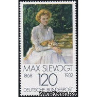 Germany 1978 "Lady with a cat", Max Slevogt, 1868-1932-Stamps-Germany-Mint-StampPhenom