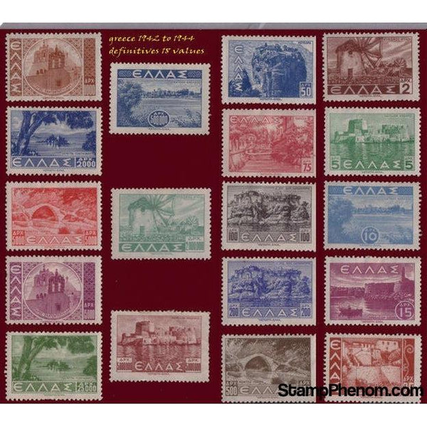 Greece 1942 Views of Greece definitives (set of 18)