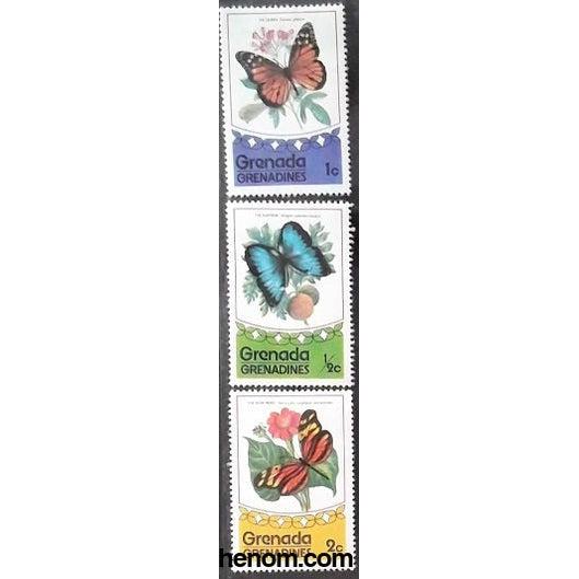 Grenada Butterflies, 3 stamps-Stamps-Grenada-StampPhenom