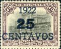 Guatemala 1922 Artillery barracks - 25c on 75c, different Types-Stamps-Guatemala-Mint-StampPhenom