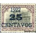 Guatemala 1922 Artillery barracks - 25c on 75c, different Types-Stamps-Guatemala-Mint-StampPhenom