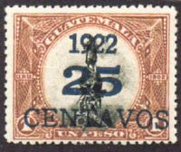 Guatemala 1922 Colombus Monument - 25c on 1p.-Stamps-Guatemala-Mint-StampPhenom