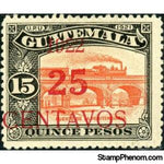 Guatemala 1922 La Penitenciaria Bridge - 25c on 15p (red)-Stamps-Guatemala-Mint-StampPhenom