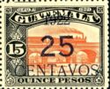 Guatemala 1922 La Penitenciaria bridge - 25c on 15p, 4 different Types-Stamps-Guatemala-Mint-StampPhenom