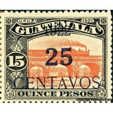 Guatemala 1922 La Penitenciaria bridge - 25c on 15p, 4 different Types-Stamps-Guatemala-Mint-StampPhenom