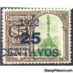 Guatemala 1922 Monument to Pres. Granados - 25c on 5p-Stamps-Guatemala-Mint-StampPhenom