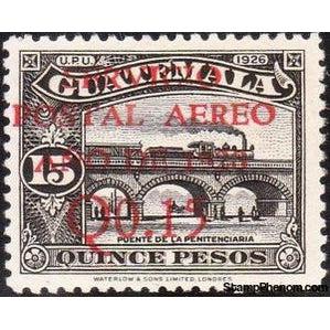 Guatemala 1929 La Penitenciaria Bridge - surcharged in red 15c on 15p-Stamps-Guatemala-Mint-StampPhenom