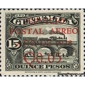 Guatemala 1929 La Penitenciaria Bridge - surcharged in red 5c on 15p-Stamps-Guatemala-Mint-StampPhenom