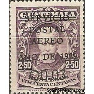 Guatemala 1929 Lorenzo Montufar - surcharged in black 3c on 2,50p-Stamps-Guatemala-Mint-StampPhenom