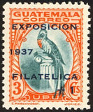 Guatemala 1937 Quetzal (Pharomachrus mocinno) - Overprinted-Stamps-Guatemala-Mint-StampPhenom