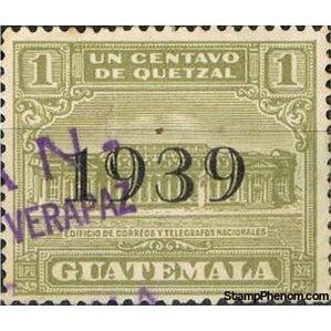 Guatemala 1939 G.P.O. and Telegraph building - overprinted black-Stamps-Guatemala-Mint-StampPhenom