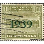 Guatemala 1939 G.P.O. and Telegraph building - overprinted green-Stamps-Guatemala-Mint-StampPhenom