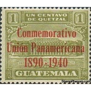 Guatemala 1940 G.P.O. and Telegraph building - overprinted red-Stamps-Guatemala-Mint-StampPhenom