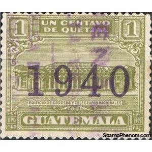 Guatemala 1940 G.P.O. and Telegraph building - overprinted violet-Stamps-Guatemala-Mint-StampPhenom