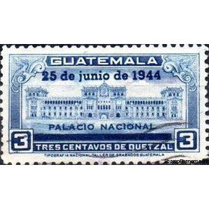 Guatemala 1945 National Palace overprinted in blue-Stamps-Guatemala-Mint-StampPhenom