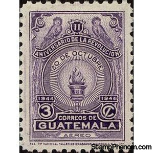 Guatemala 1947 Torch - dated 1944-1946, 3c-Stamps-Guatemala-Mint-StampPhenom