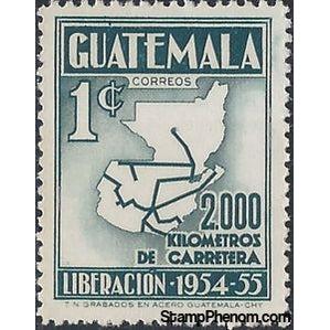 Guatemala 1956 Map showing 2000 km-Stamps-Guatemala-Mint-StampPhenom