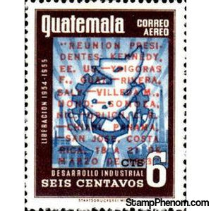 Guatemala 1962 Hands holding cogwheel - overprinted-Stamps-Guatemala-Mint-StampPhenom