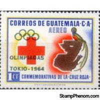 Guatemala 1964 Quetzal (Pharomachrus mocinno) on map-Stamps-Guatemala-Mint-StampPhenom