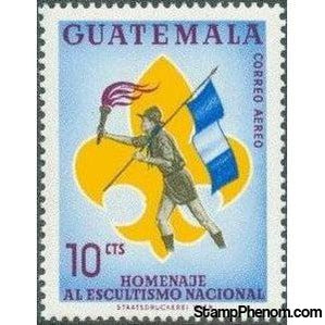 Guatemala 1966 Scout with torch and flag-Stamps-Guatemala-Mint-StampPhenom