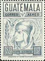 Guatemala 1969 Dante Alighieri (1265-1321), poet-Stamps-Guatemala-Mint-StampPhenom