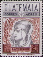 Guatemala 1969 Dante Alighieri (1265-1321), poet-Stamps-Guatemala-Mint-StampPhenom