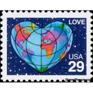 United States of America 1991 Heart-shaped Globe