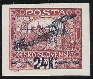 Czechoslovakia 1920 Hradcany at Prague - Overprint Airplane and new value-Czechoslovakia-StampPhenom